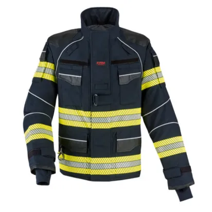 Einsatzjacke THL X-pro Solution, dunkelblau, Rückenaufdruck FEUERWEHR leuchtgelb