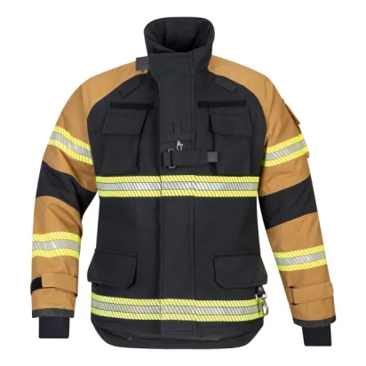 Einsatzjacke X-Pro Dynamic, schwarzblau/sand, Rückenschild FEUERWEHR leuchtgelb
