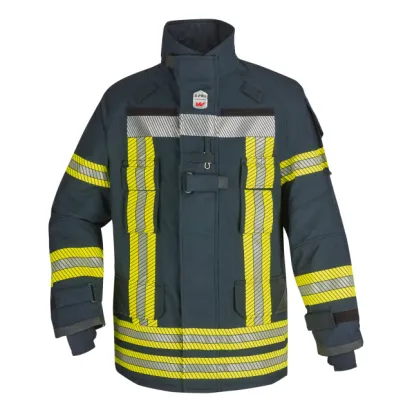Einsatzjacke X-Pro Comfort, schwarzblau, Rückenaufdruck FEUERWEHR leuchtgelb