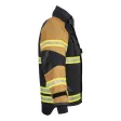 Einsatzjacke X-Pro Dynamic, schwarzblau/sand, Rückenaufdruck FEUERWEHR leuchtgelb