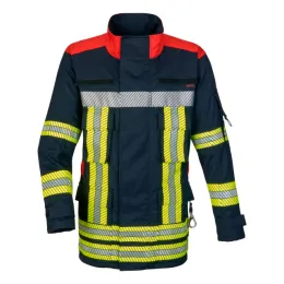 Einsatzjacke Fire-Jack II blue/red, Rückenaufdruck FEUERWEHR leuchtgelb