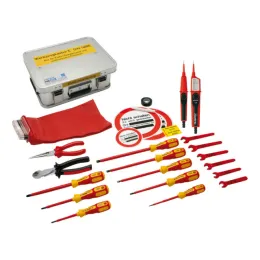 Set elektrisch gereedschap DIN 14885 in aluminium koffer DIN 14880-4-LM