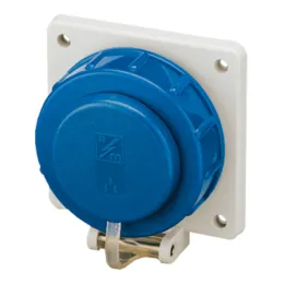 Bajonett-Verschlussdeckel am Band Schuko-Anbausteckdose, blau