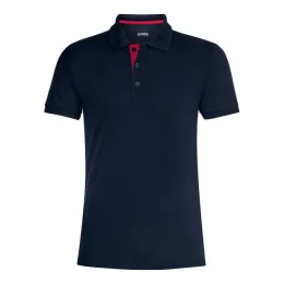 Herren Poloshirt, schwarzblau/rot